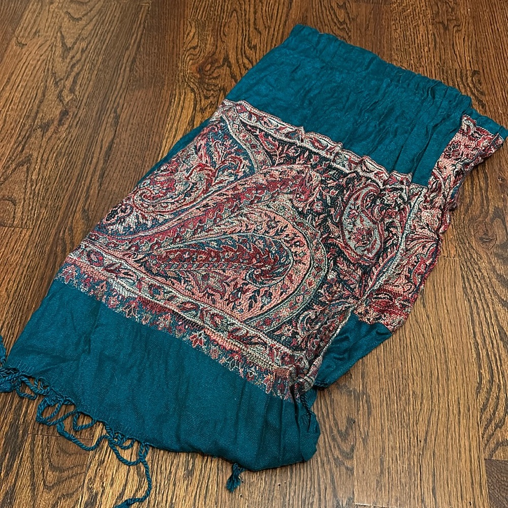 Pink & Blue/Green Shawl Large Scarf from India
